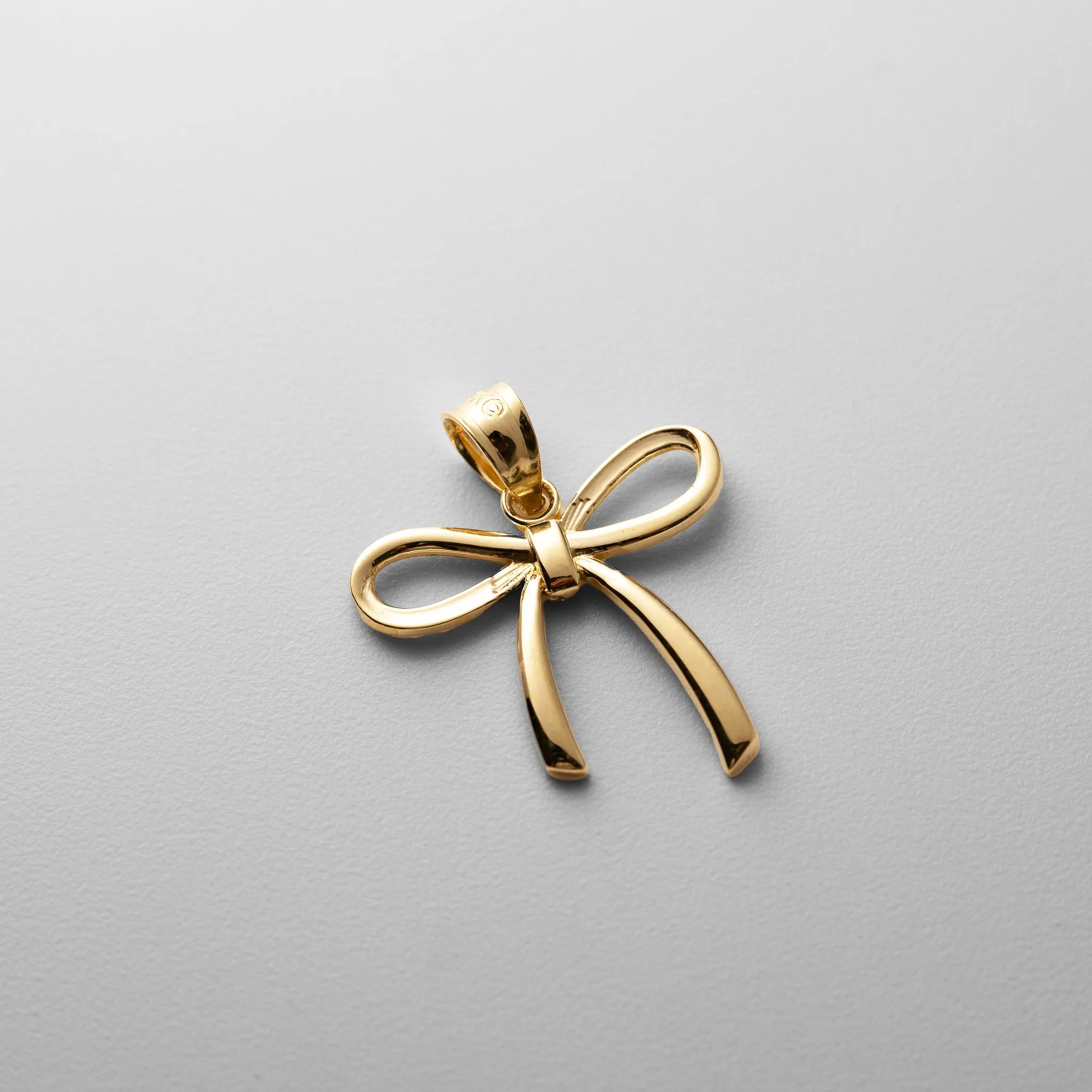 Gold Small Ribbon Bow Pendant Necklace Model-YC1258
