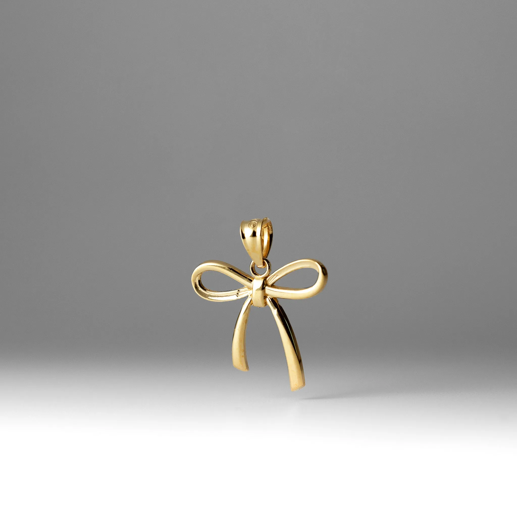 Gold Small Ribbon Bow Pendant Necklace Model-YC1258