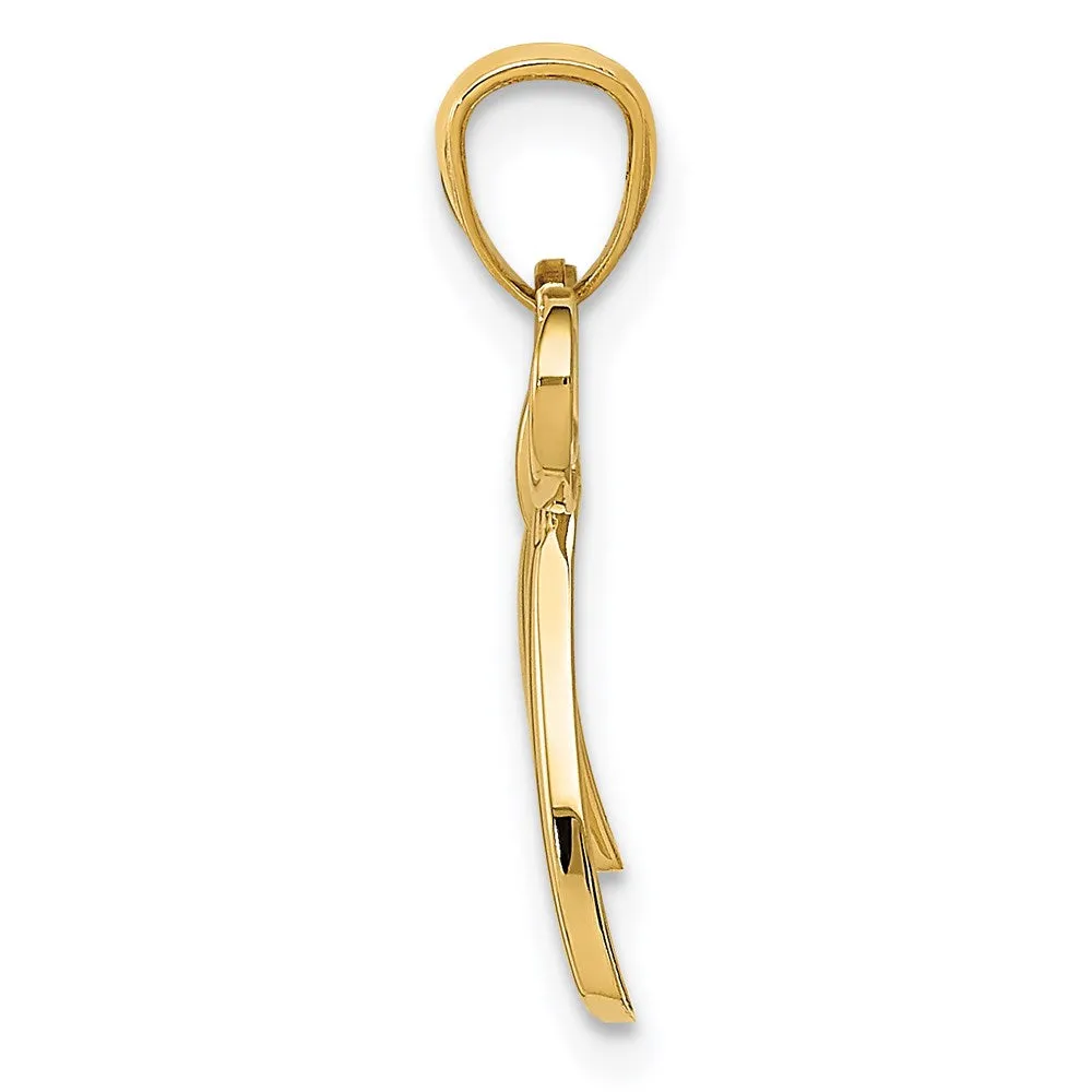 Gold Small Ribbon Bow Pendant Necklace Model-YC1258