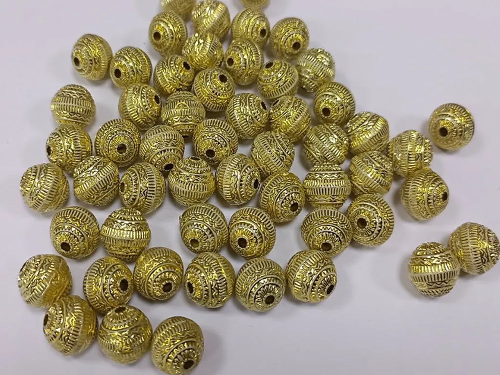 Golden Acrylic Ball Beads- 10 mm
