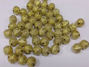 Golden Acrylic Ball Beads- 10 mm