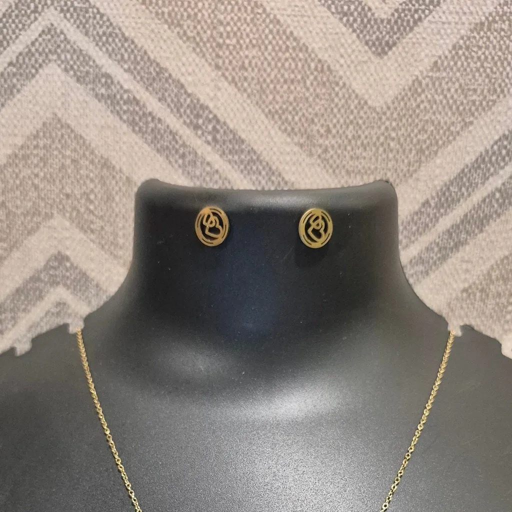 Golden hearts stylish chain pendant with matching ear tops tarnish free for Girls women others