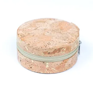 Golden Natural Cork Round Jewelry Box