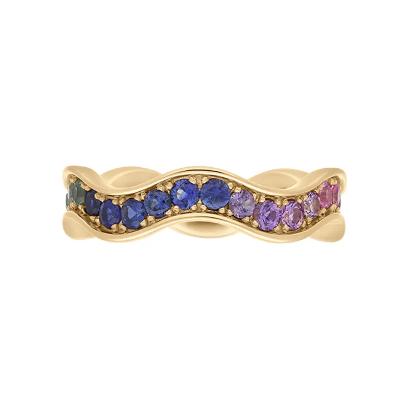 Hans D Krieger 18ct Rose Gold 1.65ct Sapphire Multicoloured Wave Eternity Ring