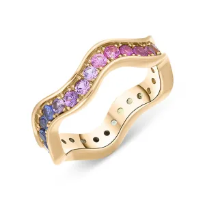 Hans D Krieger 18ct Rose Gold 1.65ct Sapphire Multicoloured Wave Eternity Ring