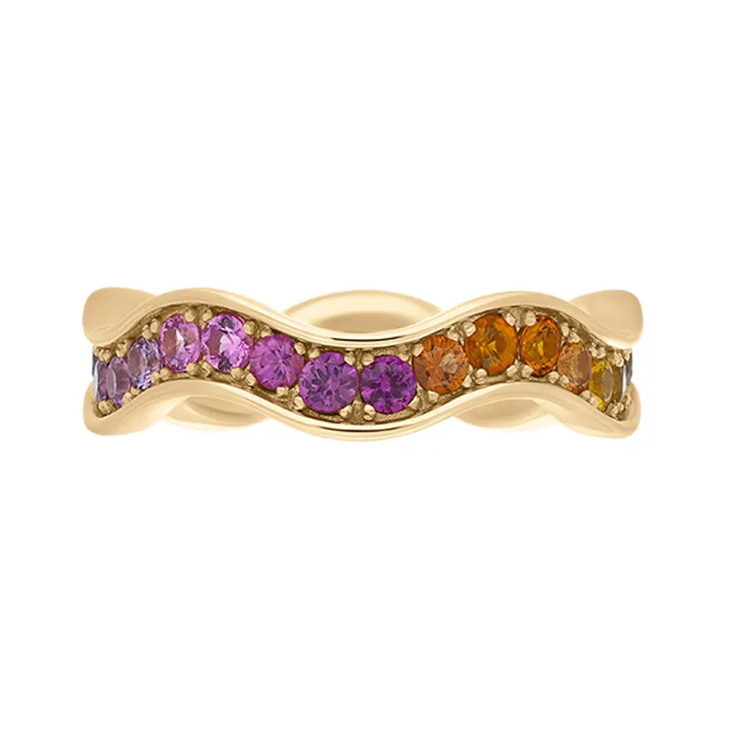 Hans D Krieger 18ct Rose Gold 1.65ct Sapphire Multicoloured Wave Eternity Ring