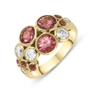 Hans D. Krieger 18ct Rose Gold Pink Tourmaline Diamond Bubble Ring