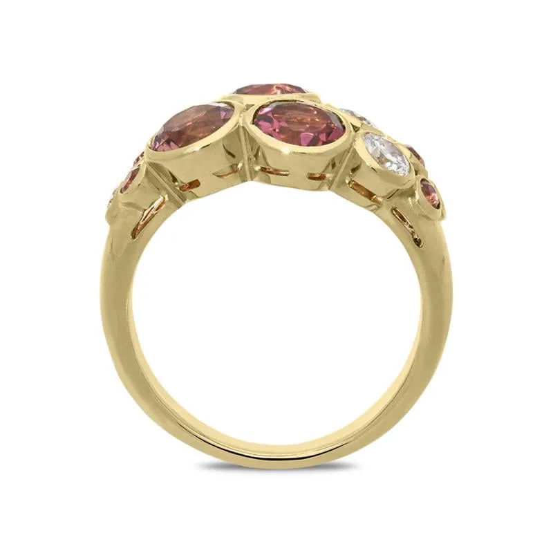 Hans D. Krieger 18ct Rose Gold Pink Tourmaline Diamond Bubble Ring