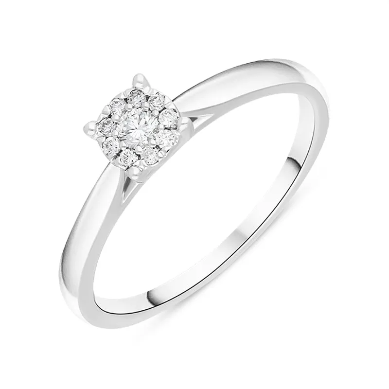 Hans D Krieger 18ct White Gold 0.14ct Diamond Cluster Ring