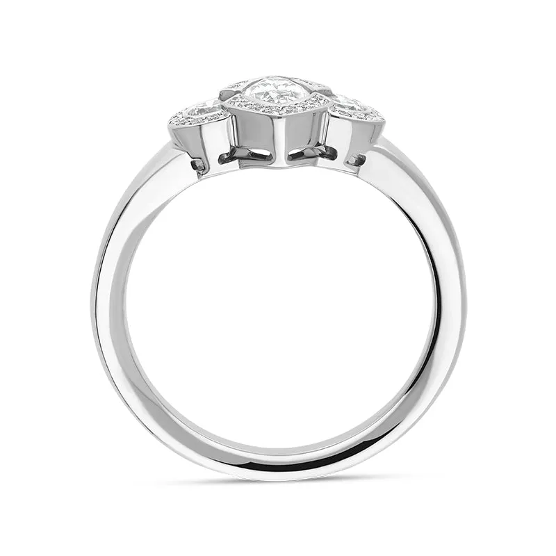 Hans D Krieger 18ct White Gold 0.83ct Diamond Marquise Cluster Ring D