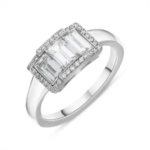 Hans D Krieger 18ct White Gold 1.44ct Diamond Three Stone Baguette Cut Cluster Ring
