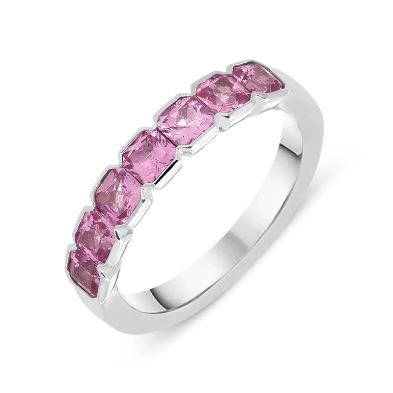 Hans D Krieger 18ct White Gold 1.52ct Pink Sapphire Half Eternity Ring