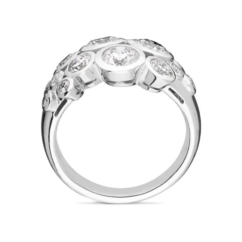 Hans D. Krieger 18ct White Gold 2.19ct Diamond Bubble Ring