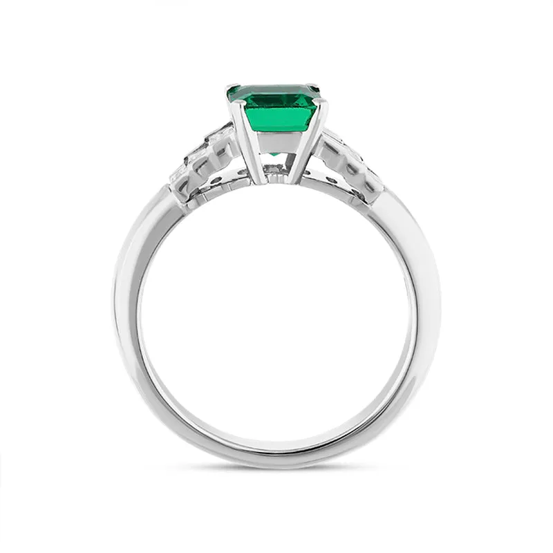 Hans D Krieger 18ct White Gold Emerald Diamond Emerald Cut Cluster Ring