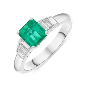 Hans D Krieger 18ct White Gold Emerald Diamond Emerald Cut Cluster Ring