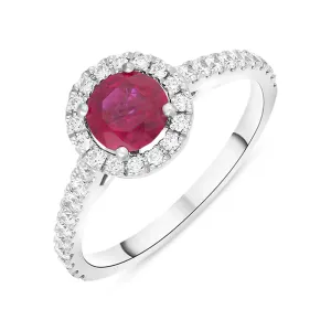 Hans D Krieger 18ct White Gold Ruby Diamond Round Cluster Ring