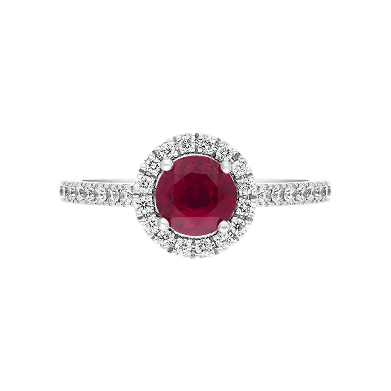 Hans D Krieger 18ct White Gold Ruby Diamond Round Cluster Ring