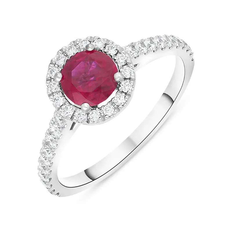 Hans D Krieger 18ct White Gold Ruby Diamond Round Cluster Ring
