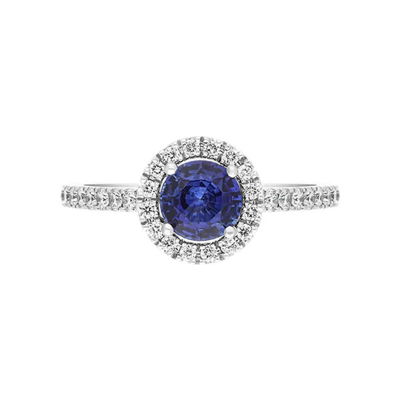Hans D Krieger 18ct White Gold Sapphire Diamond Round Cluster Ring