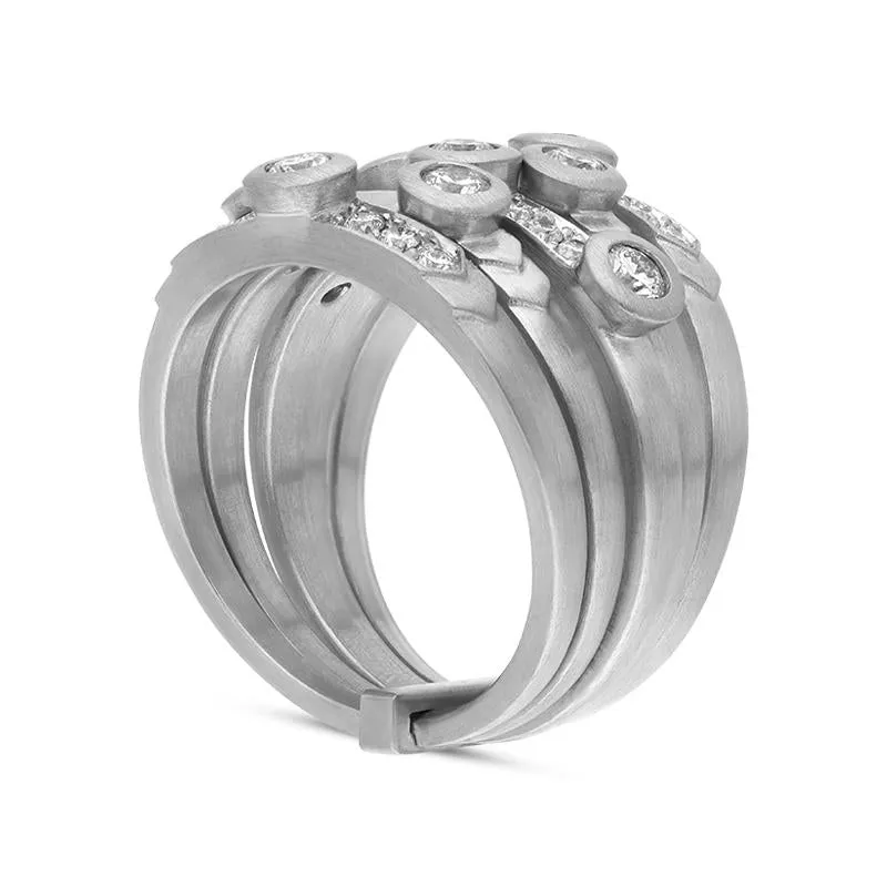 Hans D. Krieger Platinum 1.02ct Diamond Five Band Ring