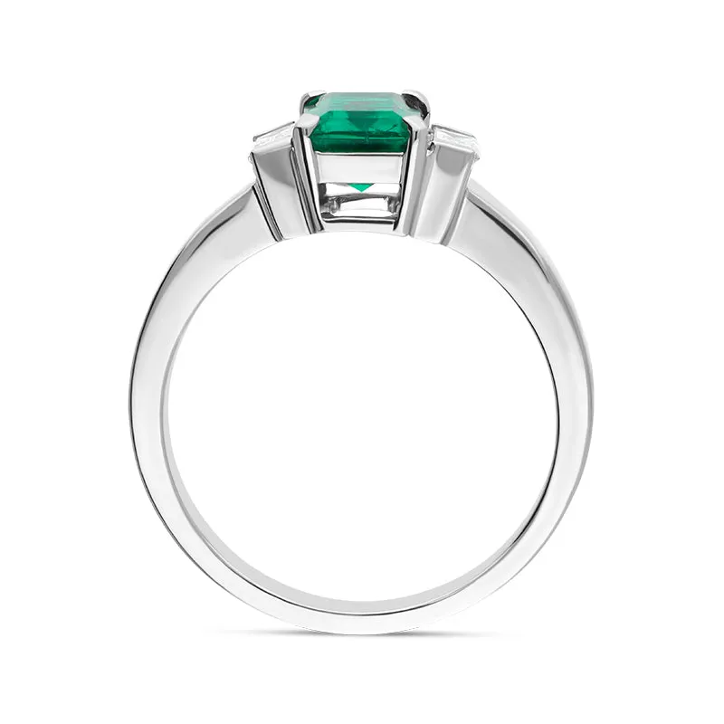 Hans D Krieger Platinum 1.08ct Emerald Diamond Three Stone Ring D