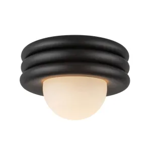Harvey 12-in Matte Black Socket Semi-Flush Mount