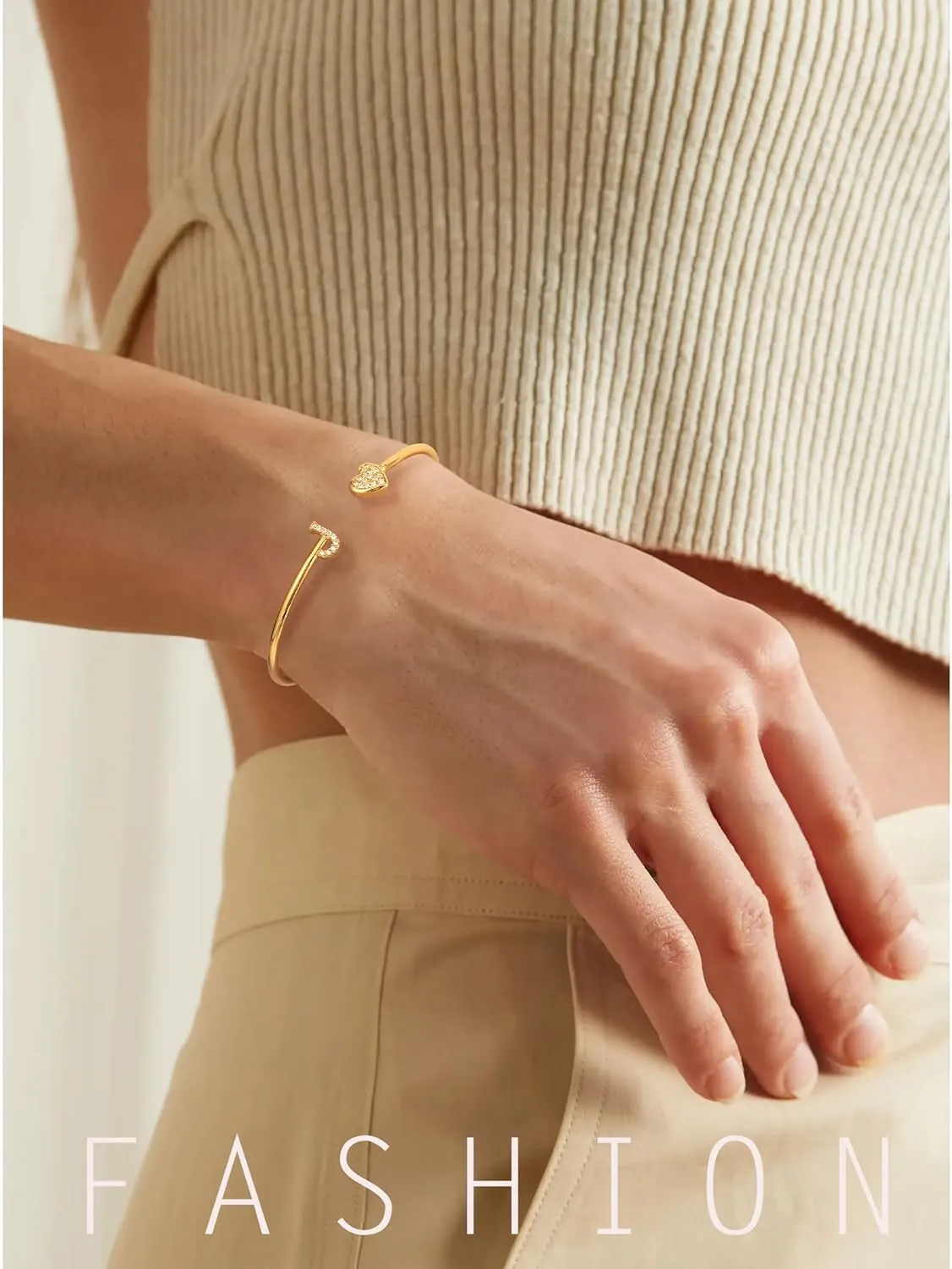 Honsny Gold Initial Bracelets for Women 18K Gold Plated Initial Heart Cuff Bangle Bracelets for Women Non Tarnish Dainty Cute Gold Initial Bracelets for Women Teen Bridesmaid Trendy Gifts Jewelry