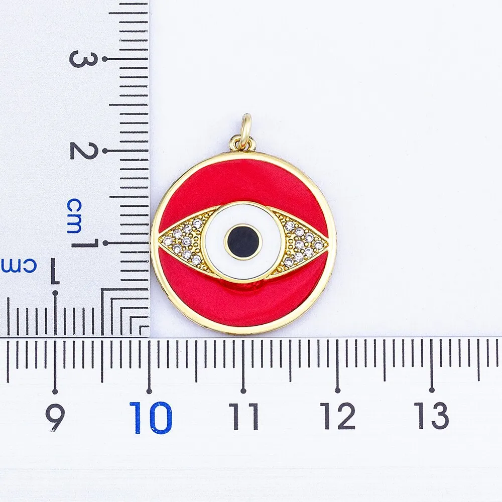 Hot Selling 2 Colors Enamel Drop Oil Round Inlaid Exquisite Boho Evil Eye Zircon Necklace