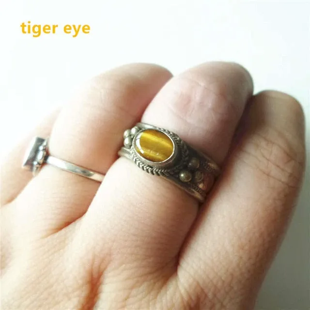 Indian Copper and Stone Open Rings