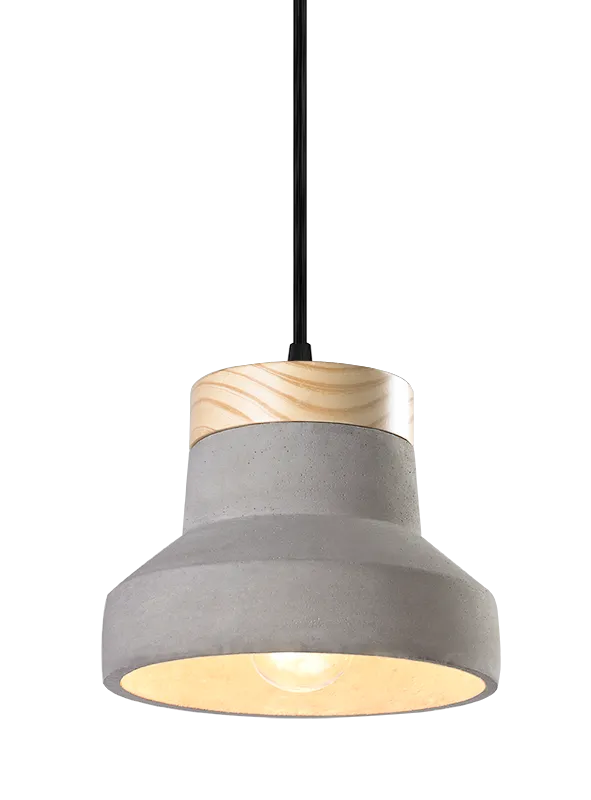 Industrial Concrete & Pine 6" Pendant