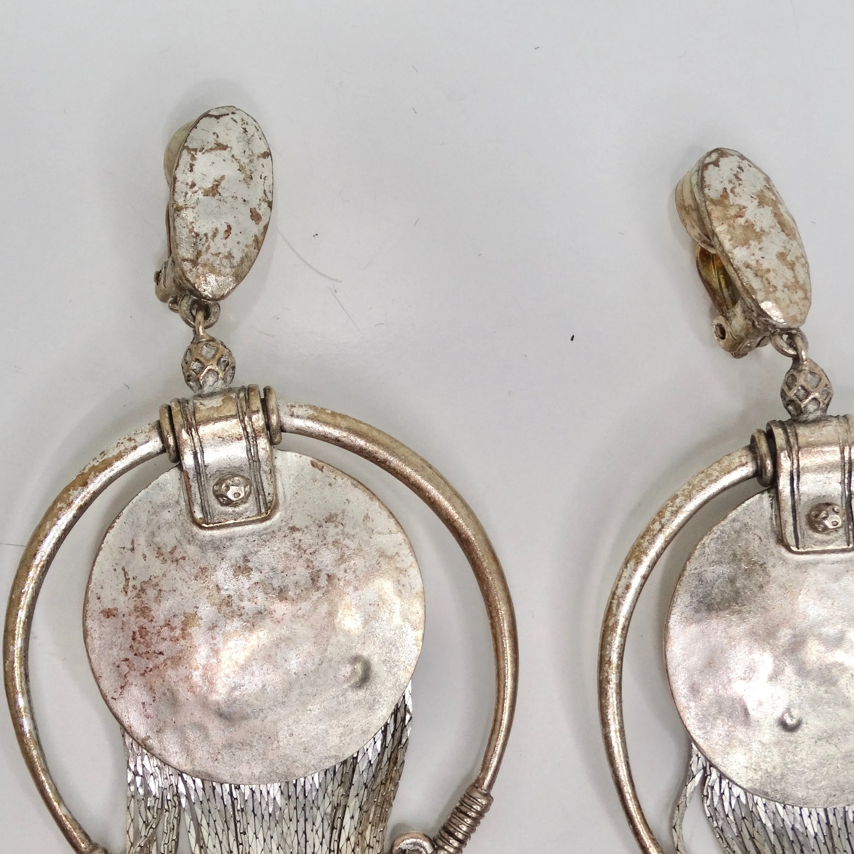 Jean Paul Gaultier 1990s Silver Fringe Hoop Dangle Earrings