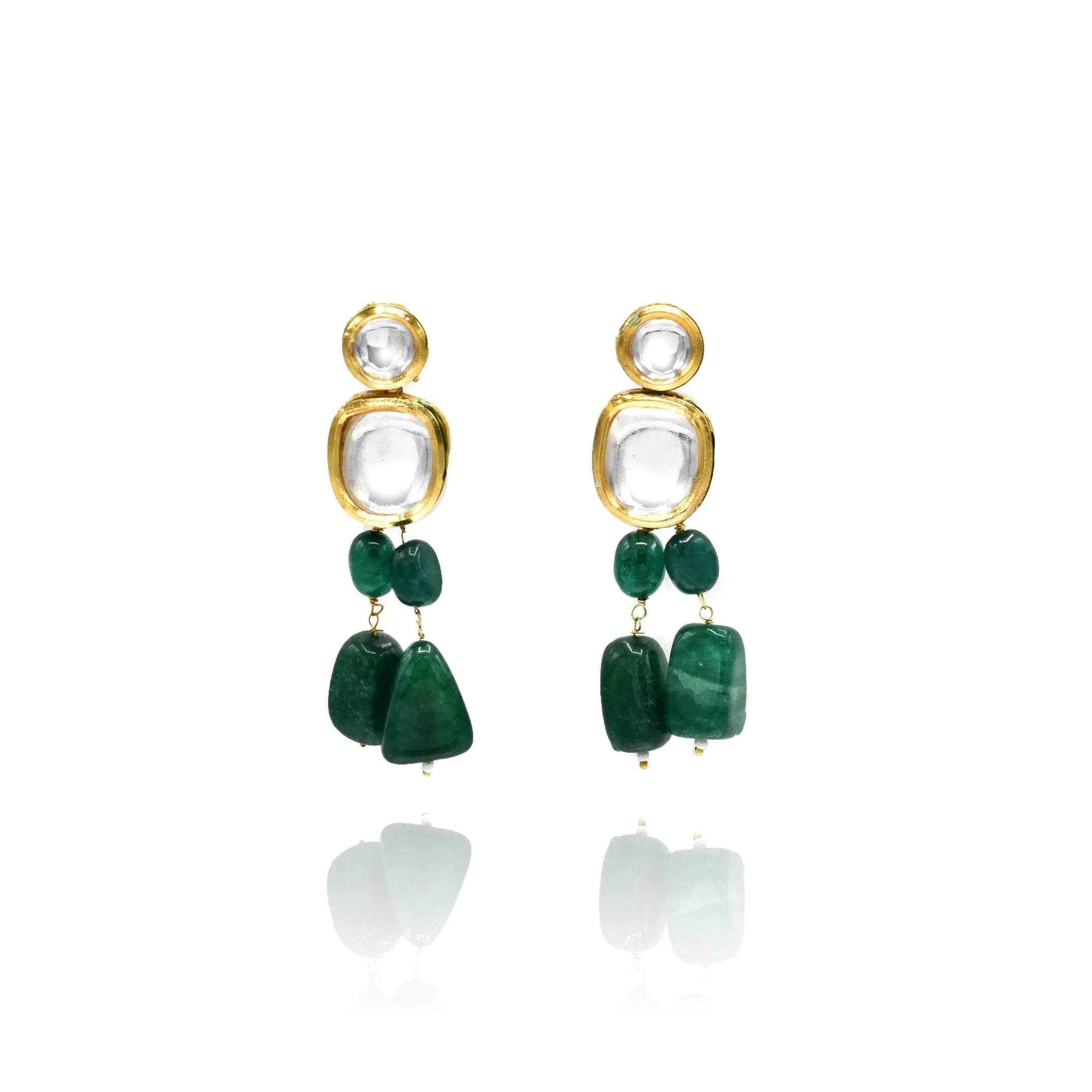 Karuna Green Double Drops Kundan Haar