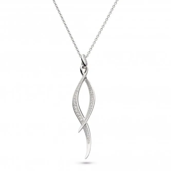 Kit Heath Entwine Twist Rhodium Plate Zirconia 20" Necklace 90225CZ