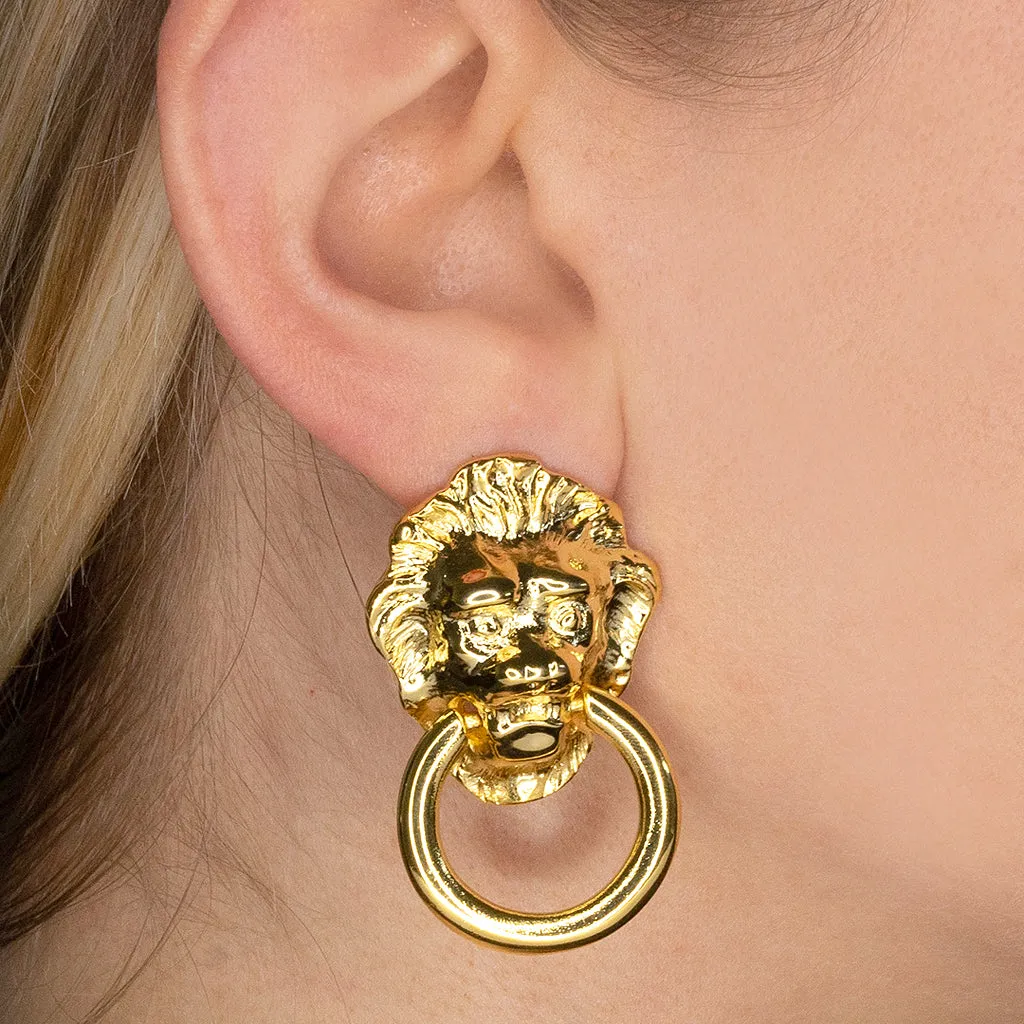 Lionhead Doorknocker Pierced or Clip Earrings