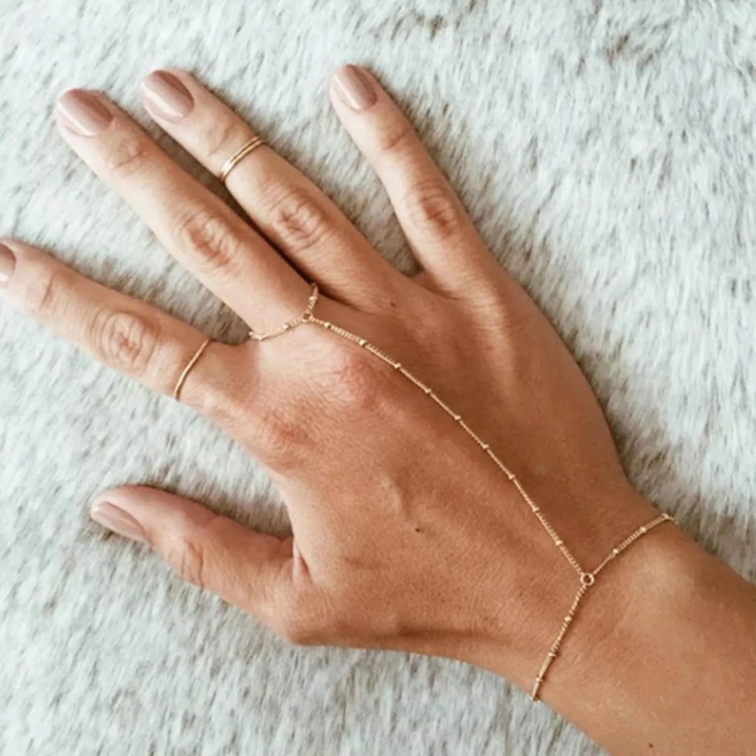 Long tiantian Hand Chain Bracelet Gold Bracelets for Women Link Chain Bracelets Trendy Finger Ring Slave Bracelet Jewelry Gifts