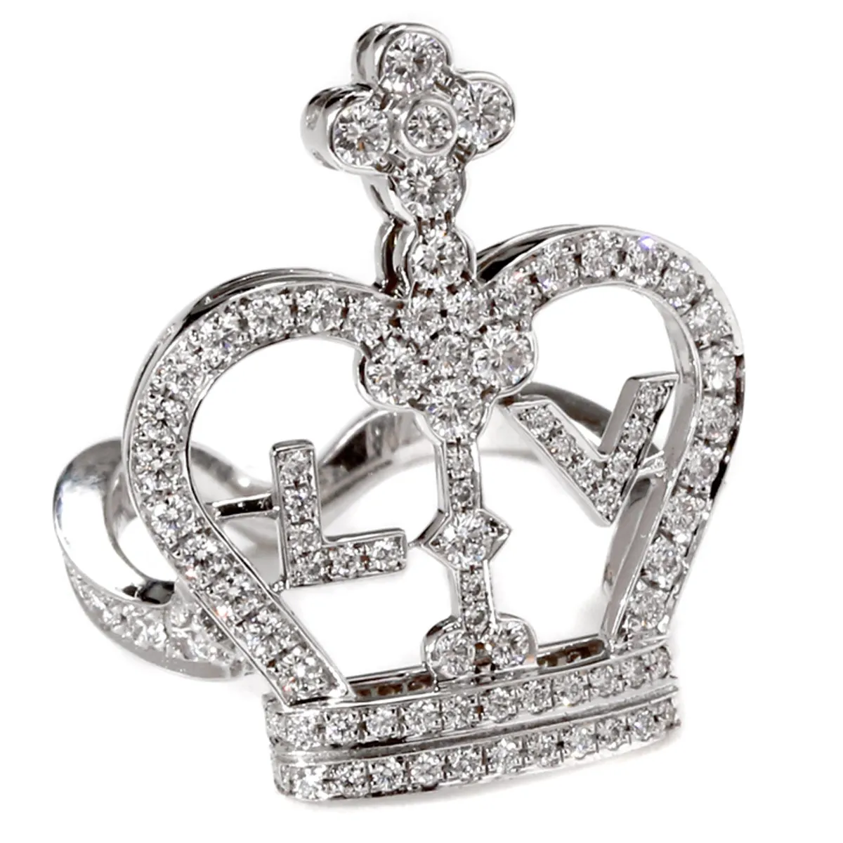 Louis Vuitton Diamond Crown White Gold Cocktail Ring