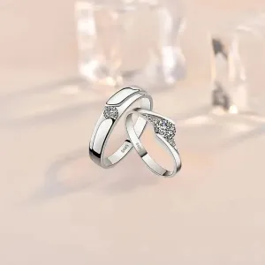 LOVCIA Minimalist CZ 925 Sterling Silver Adjustable Promise Ring