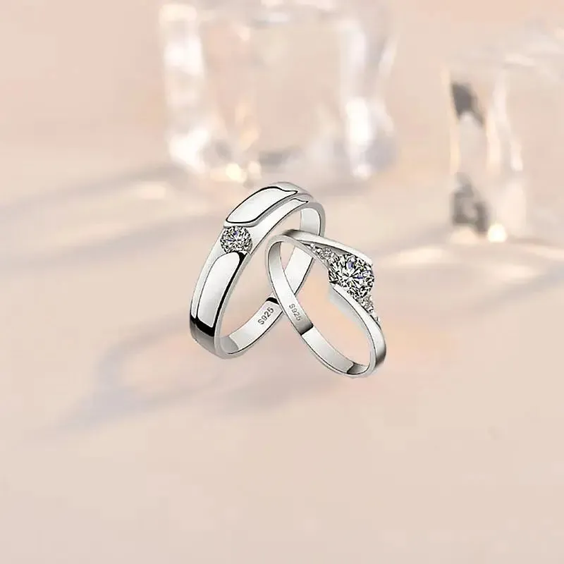 LOVCIA Minimalist CZ 925 Sterling Silver Adjustable Promise Ring