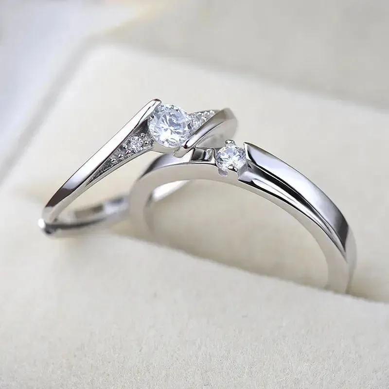 LOVCIA Minimalist CZ 925 Sterling Silver Adjustable Promise Ring