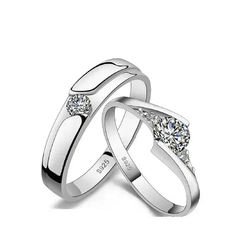 LOVCIA Minimalist CZ 925 Sterling Silver Adjustable Promise Ring