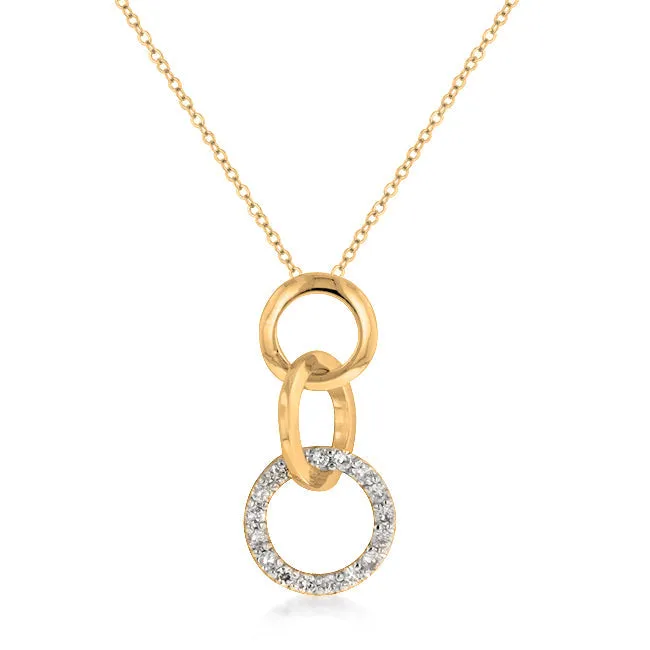 LOVCIA Tri-Tone Interlocking Hoop Pendant with Pave Accent
