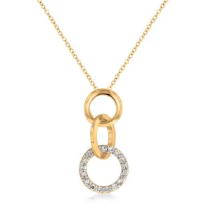 LOVCIA Tri-Tone Interlocking Hoop Pendant with Pave Accent