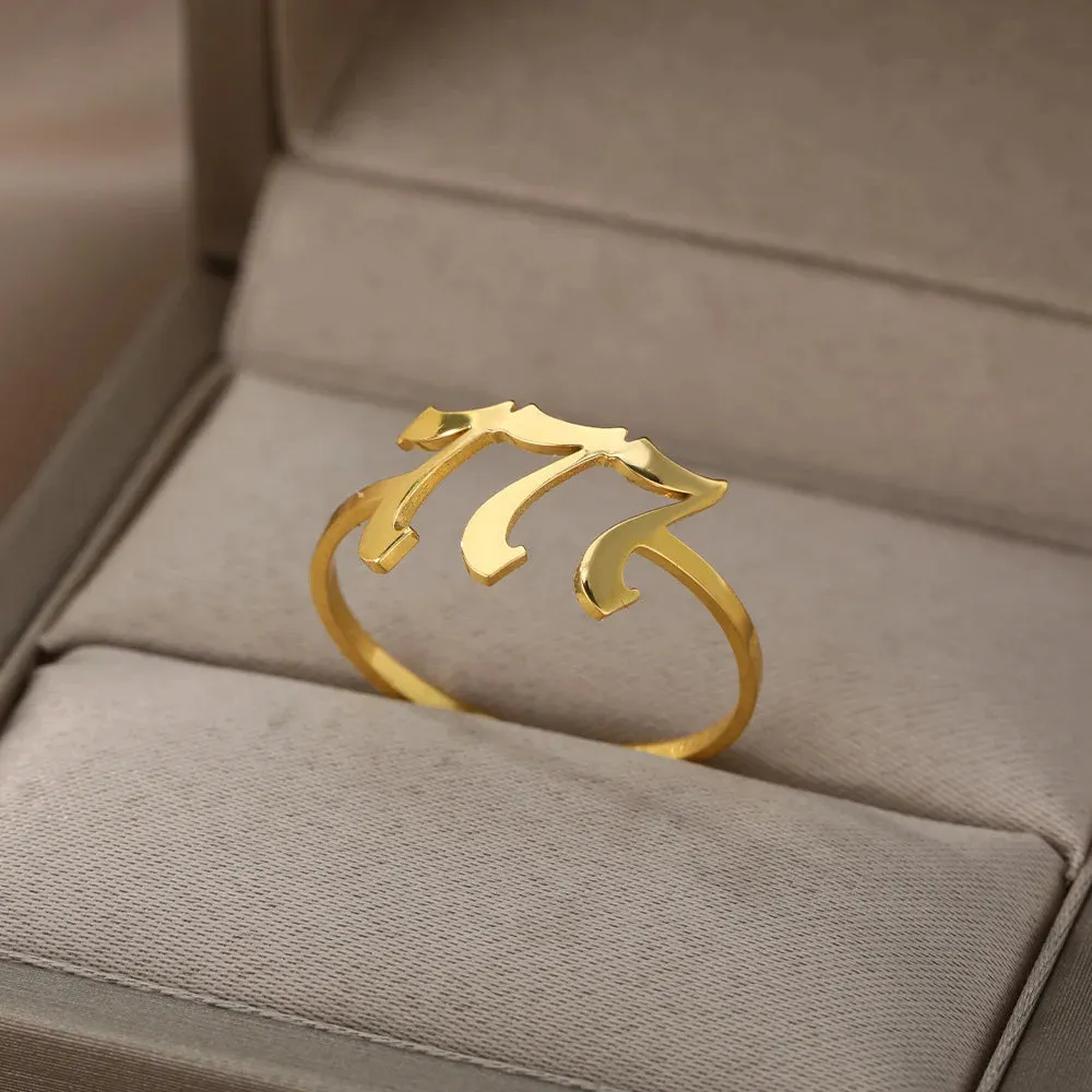 Lucky 111 222 333 444 555 777 888 999 666 Rings Stainless Steel Angel Number Ring Adjustable Finger Rings Minimalist Jewelry