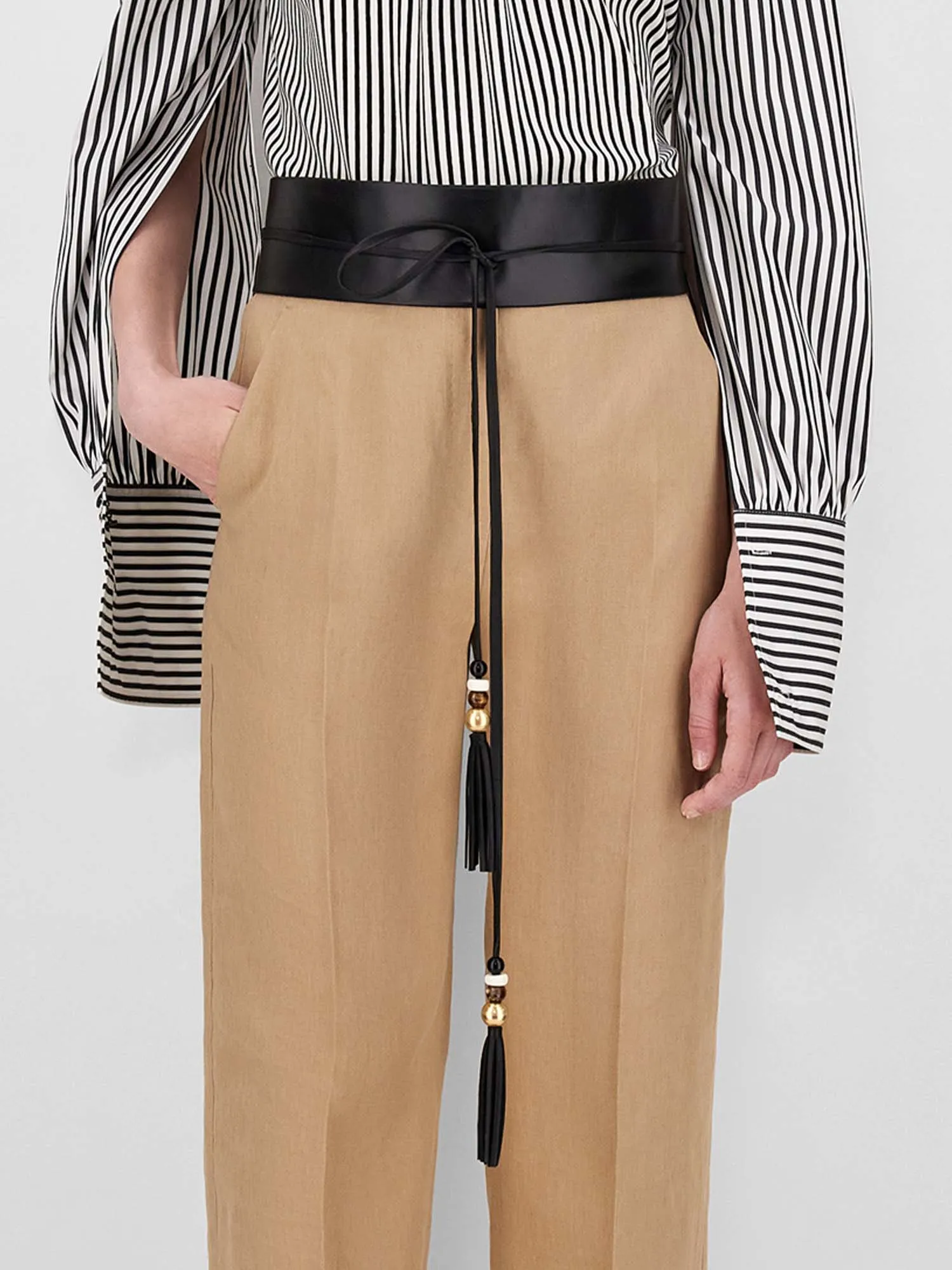 Max Mara Elia Leather Wrap Belt with Tassle