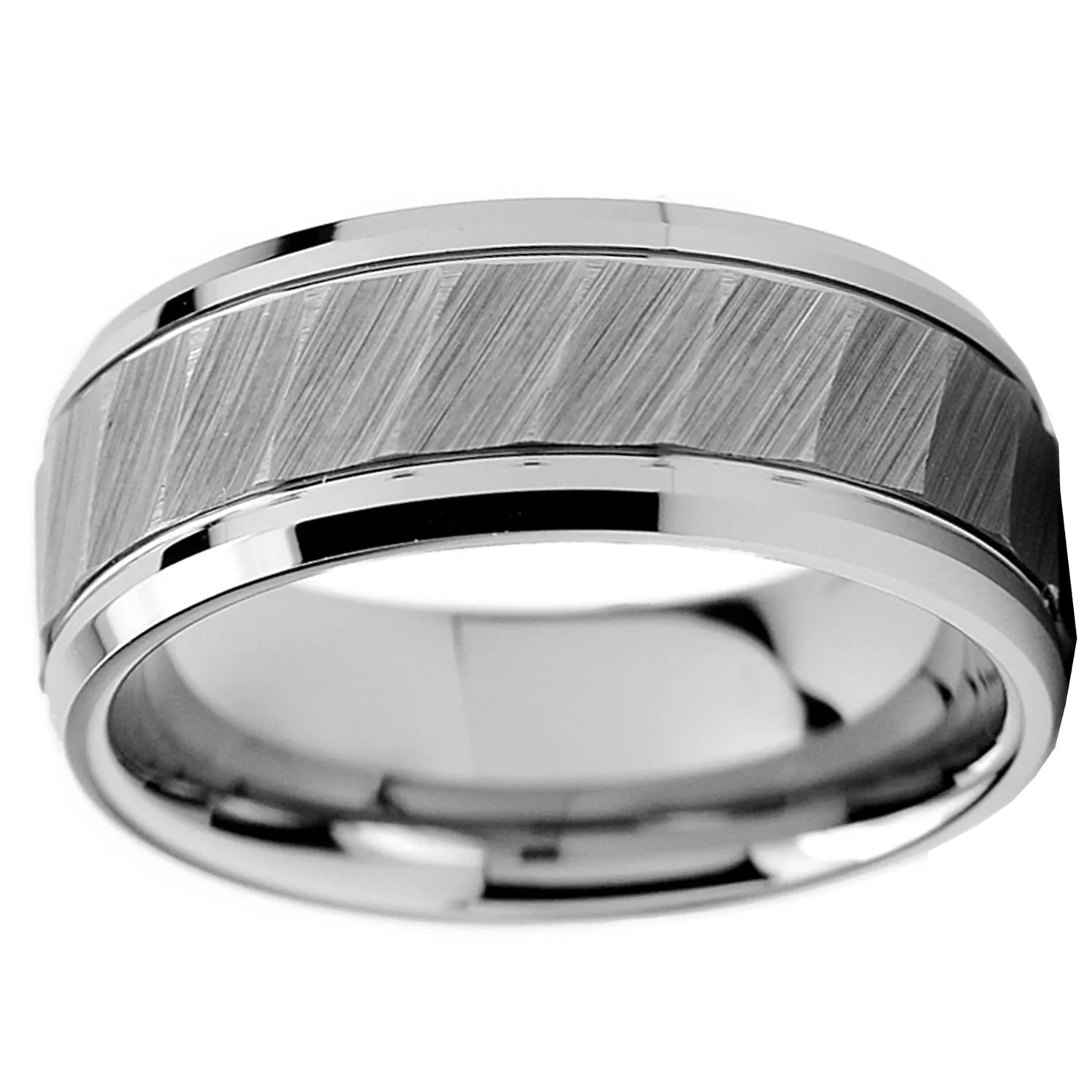 Men's Carved Tungsten Carbide Flat Top Comfort Fit Wedding Band Ring (9 MM) Sizes 8 to 13