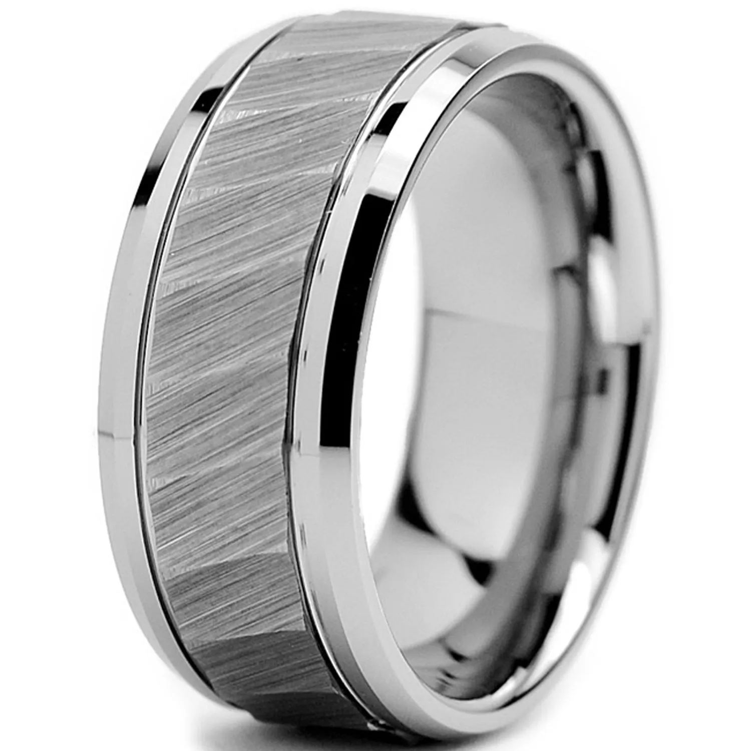 Men's Carved Tungsten Carbide Flat Top Comfort Fit Wedding Band Ring (9 MM) Sizes 8 to 13