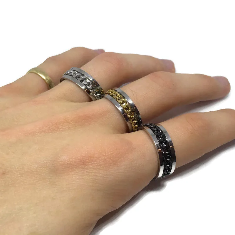 Mens Spinning Chain Ring - 3Colors