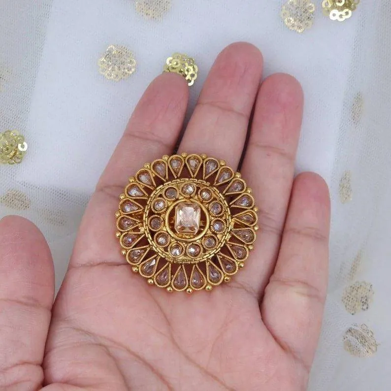 Mia Polki Mandala Statement Ring - Golden