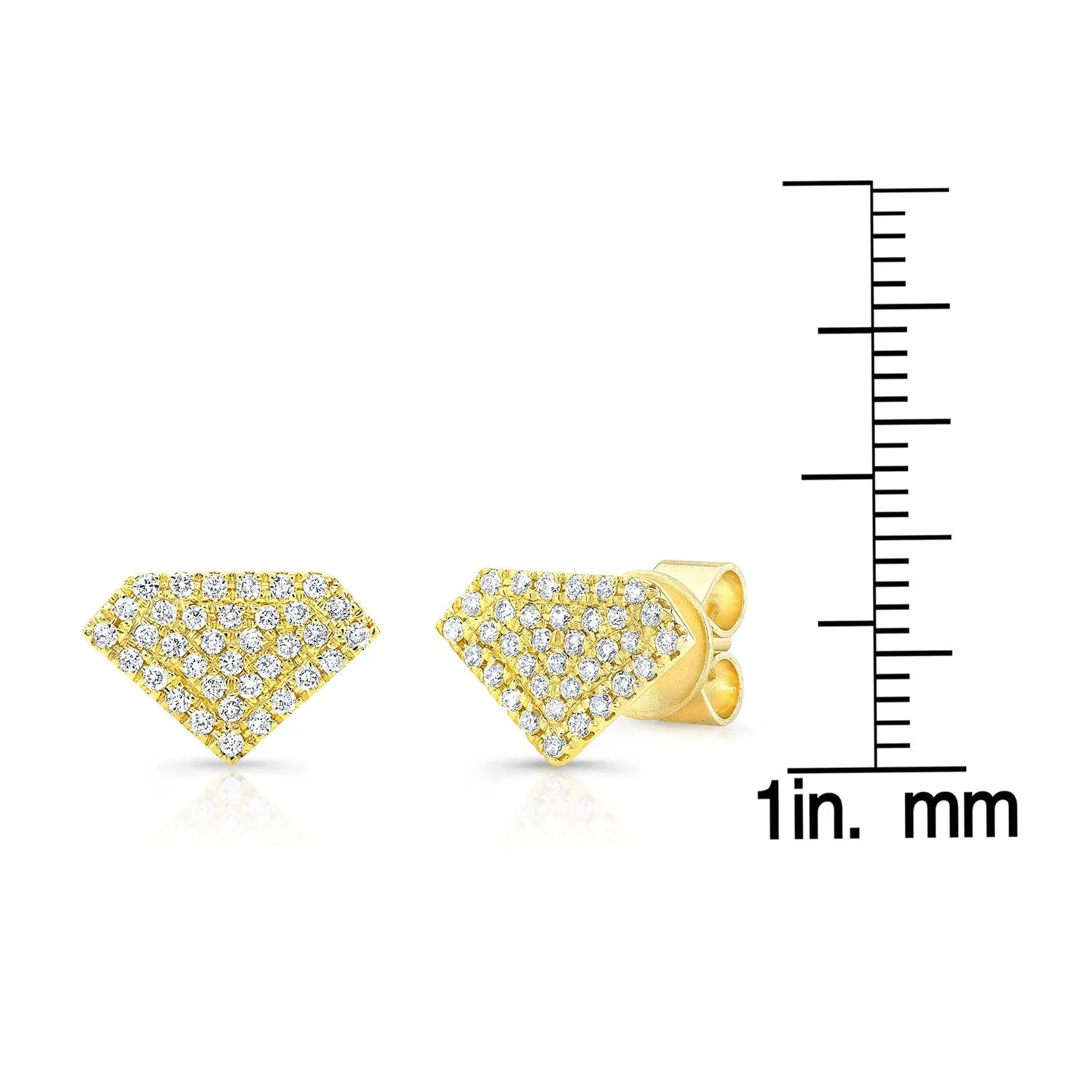 Micro Pave Diamond Triangle Earrings In 14k Yellow Gold (1/2 Ct.tw.)