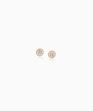 Milgrain Diamond Stud Earrings, Rose Gold